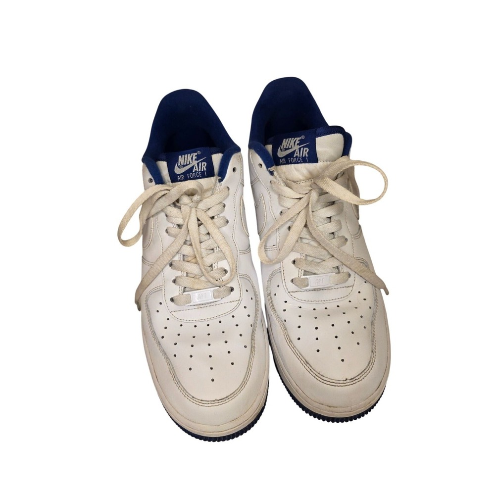 Nike Air Force 1 White & Blue Low-Top Mens Sneakers Size 10.5 Clean Style Classi